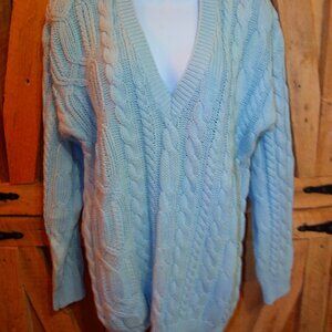 Vintage Perry Ellis America Women's Cable Knit Sweater- blue size s